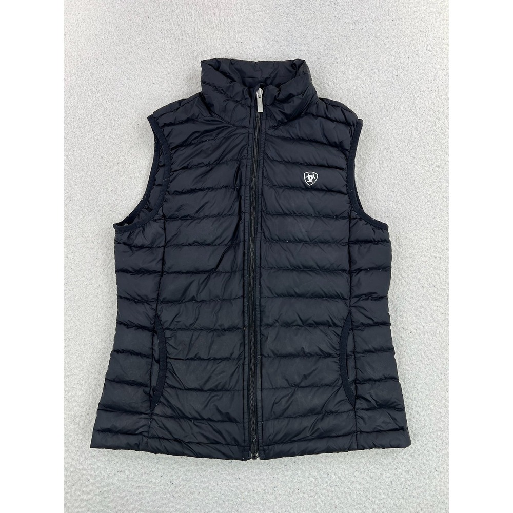 Ariat Vest Womens Small Black Ideal Down Quilted Puffer Full Zip Lightweight
